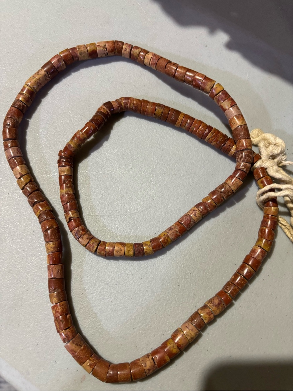 Natural Stone Heishi Bead Necklace in Brown and Tan